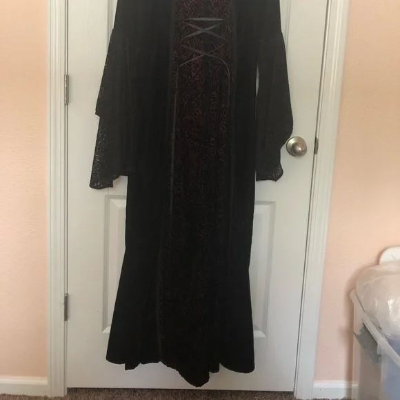 Vintage Lip Service Gothic Black and Red Dress - Picture 2 of 8